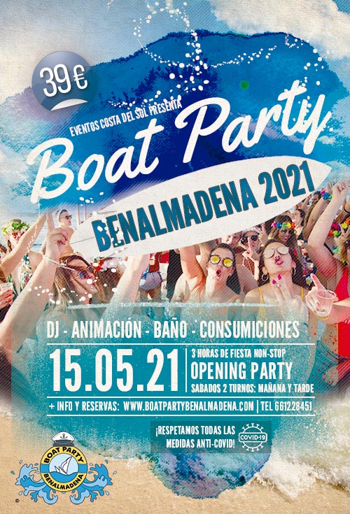 Flyer fiesta en barco Benalmadena